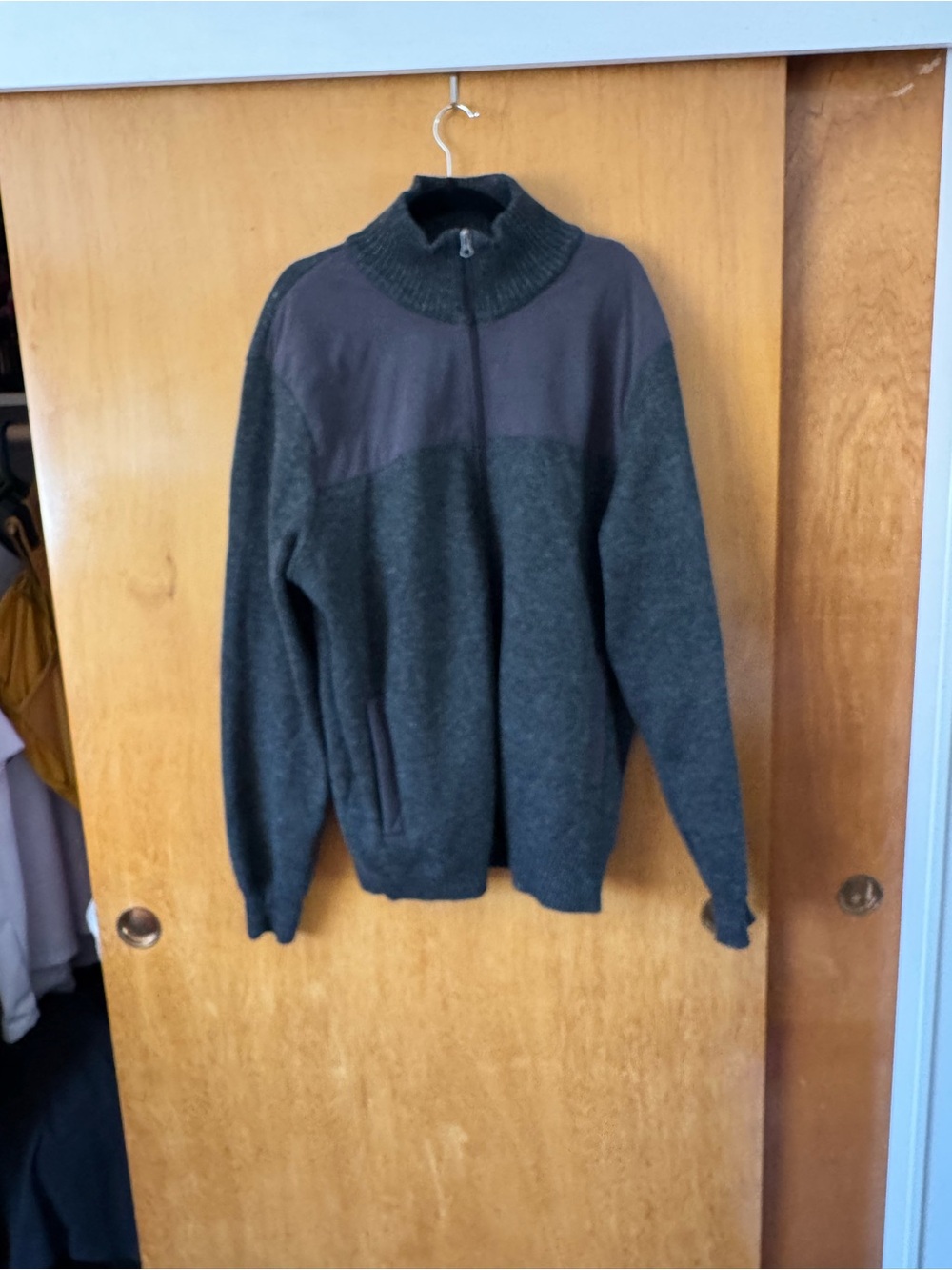 Izod Men's Charcoal Zip-Up Sweater with Dark Panel